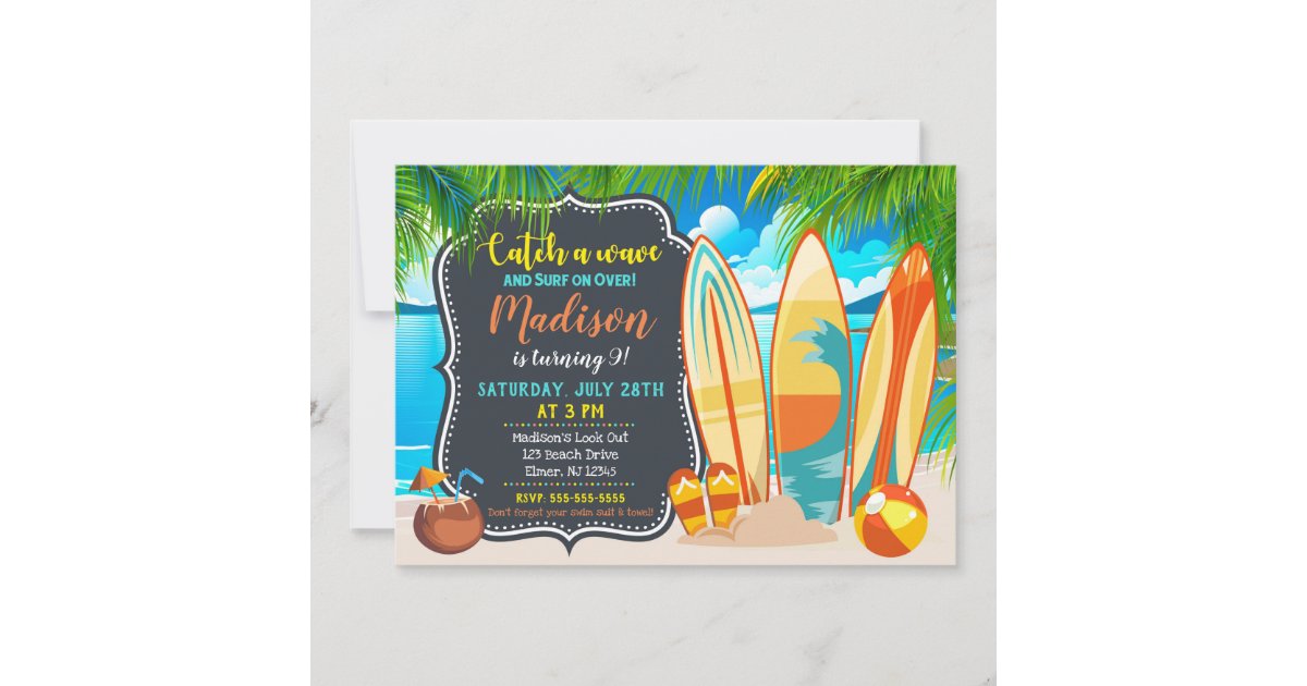 Beach Party Birthday Invitation, Summer Party Invitation | Zazzle