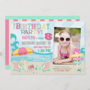 Beach Party Birthday Invitations