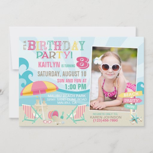 Beach Party Birthday Invitations Zazzle
