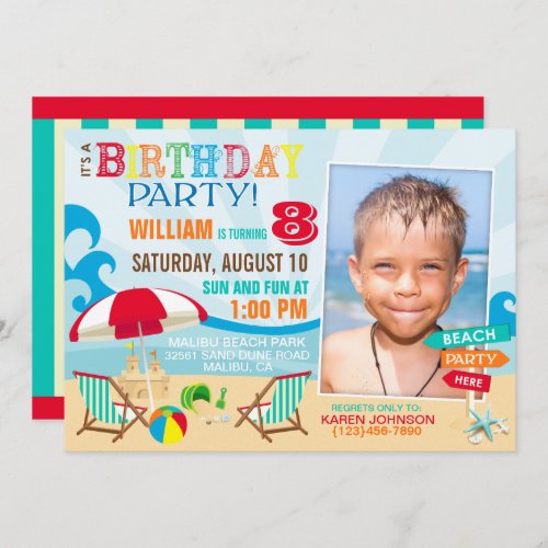 Beach Party Birthday Invitations