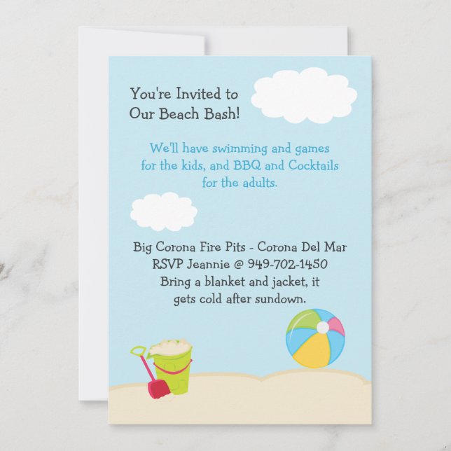 Beach Party Birthday Party Invitation (Front)