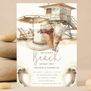 Beach Party Birthday Pastel Sand Invitation