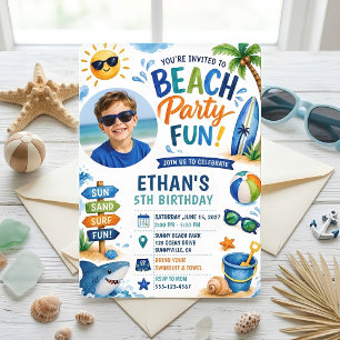 Beach Party Birthday Tropical Summer Birthday Invitation