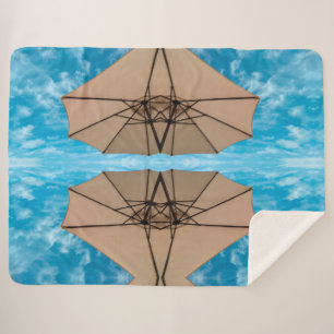 Beach party blues sun ocean umbrella pop color sherpa blanket