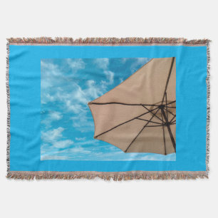 Beach party blues sun ocean umbrella pop color throw blanket