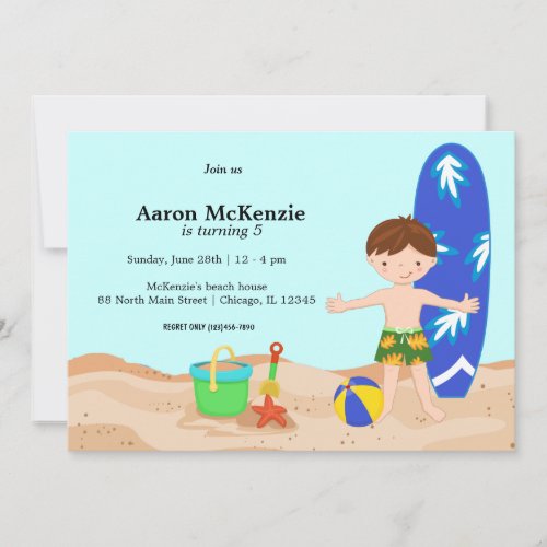 Beach party (Boy) Custom Invitation