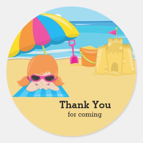Beach party classic round sticker