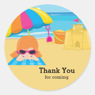 Beach party classic round sticker