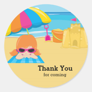 Beach party classic round sticker