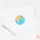 Beach party classic round sticker (Envelope)