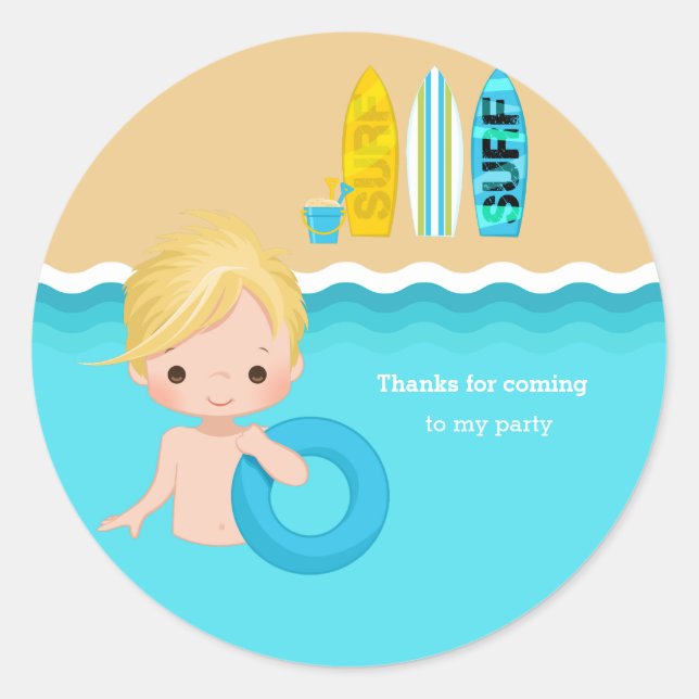 Beach party classic round sticker (Front)