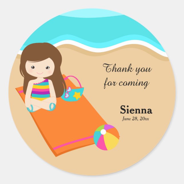 Beach Party Classic Round Sticker (Front)