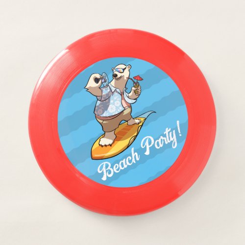 Beach Party Cool Surfing Polar Bear With Cocktail Wham_O Frisbee