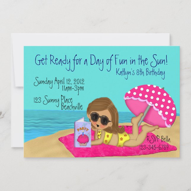 Beach Party Custom Invitations (Front)