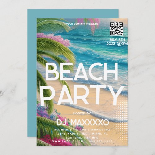 Beach Party Event Bar Tropical Club Flyer  Invitation