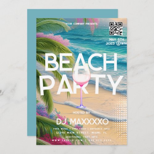 Beach Party Event Bar Tropical Club Flyer  Invitation