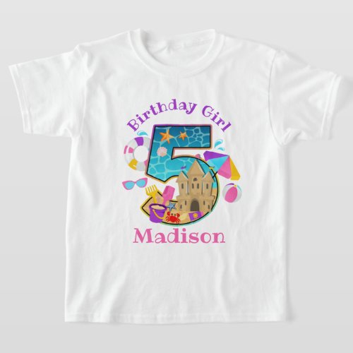 beach party Fifth Birthday shirt swimming