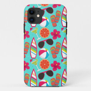 Beach Party Flip Flops Sunglasses Beach Ball Teal iPhone 11 Case