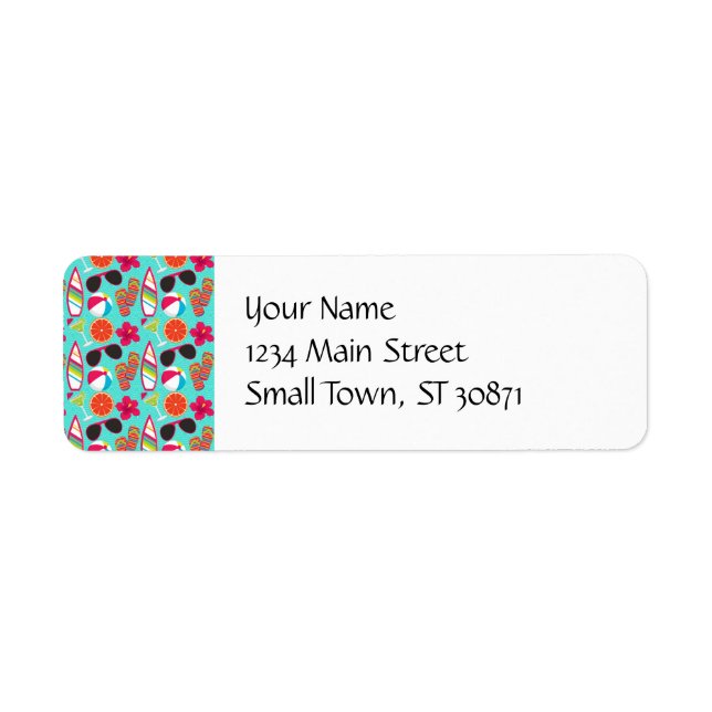 Beach Party Flip Flops Sunglasses Beach Ball Teal Label (Front)