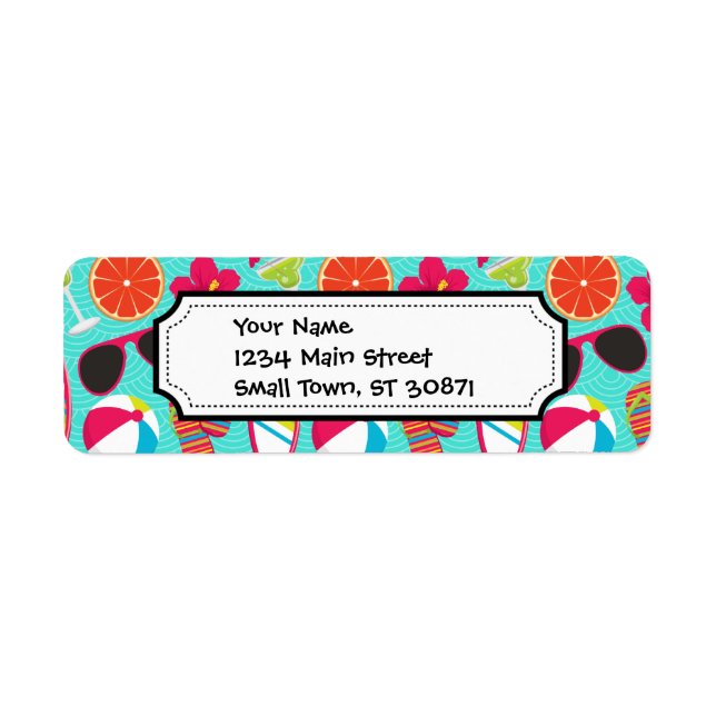 Beach Party Flip Flops Sunglasses Beach Ball Teal Label (Front)