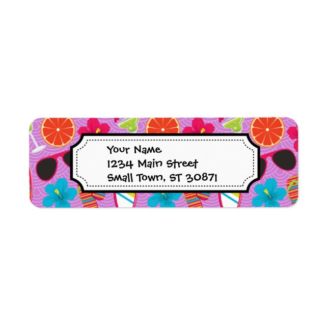 Beach Party Flip Flops Sunglasses Beachball Purple Label (Front)