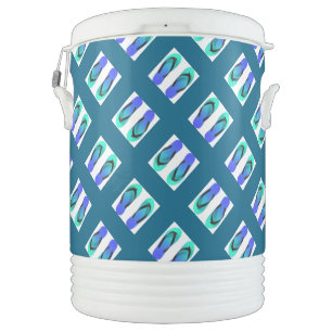 Beach Party Flip Flops Teal  Beverage Cooler