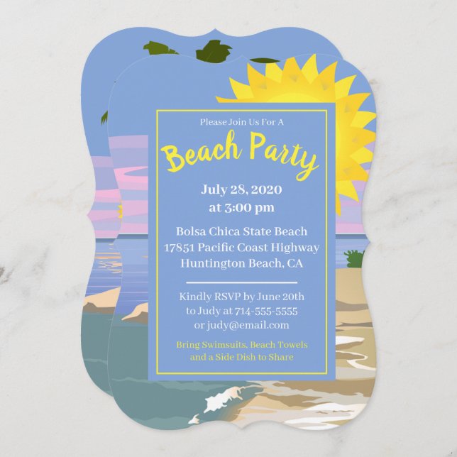 Beach Party Fun Invitation (Front/Back)
