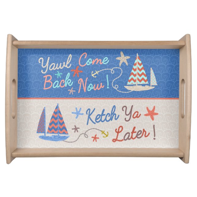 Beach Party | Funny Nautical Sailboat Pun Serving Tray (Front)