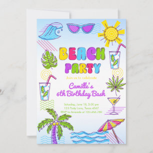 Beach Party Girl Birthday   Invitation