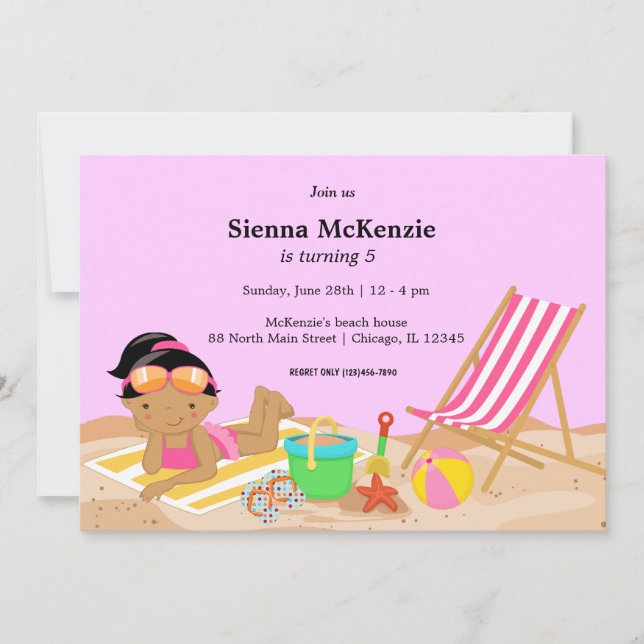 Beach Party (Girl) Invitation (Front)