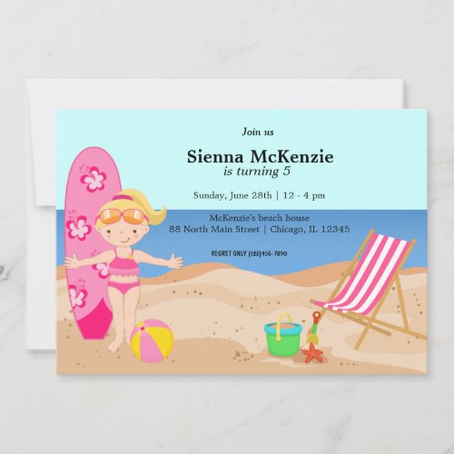 Beach Party (Girl) Personalized Invite