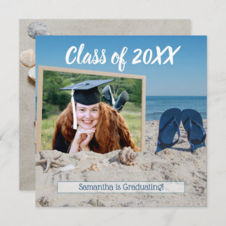 Beach Party Graduation Photo Invitation