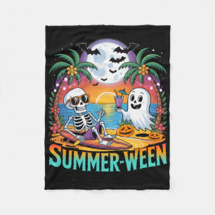 Beach Party Halloween Vibes Summerween Skeleton Gh Fleece Blanket