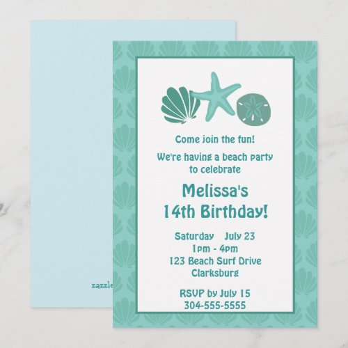 Beach Party Personalized Invites