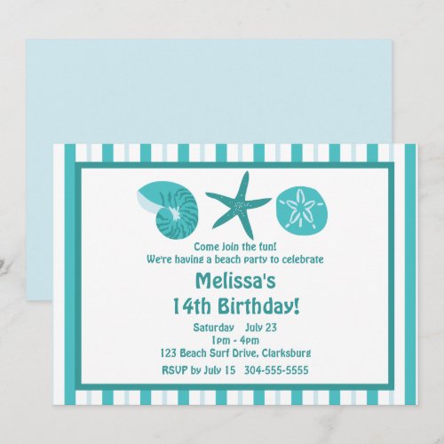 Beach Party Personalized Invitations