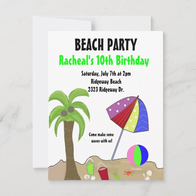 Beach Party Invitation (Front)