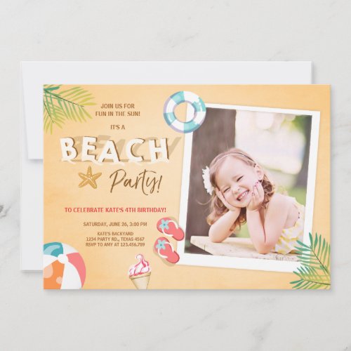 Beach Party Invitation Beach Birthday BBQ Summer