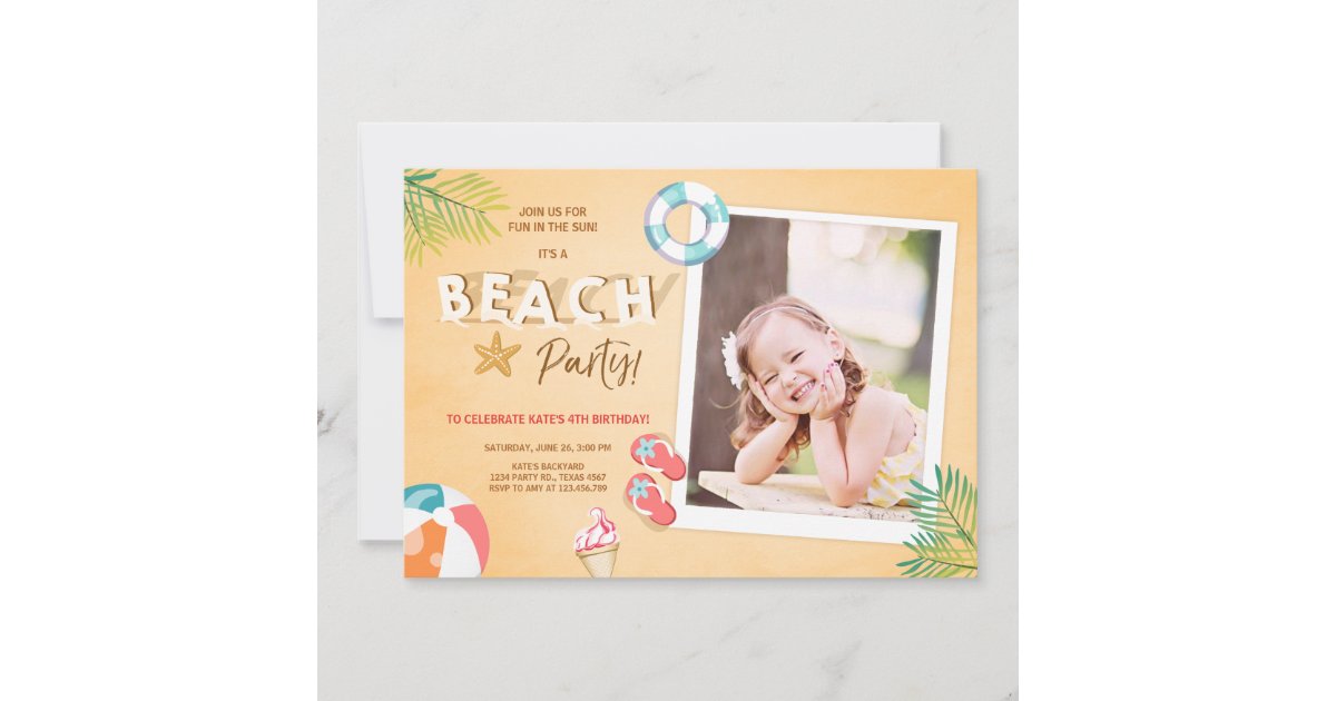 Beach Party Invitation Beach Birthday BBQ Summer | Zazzle