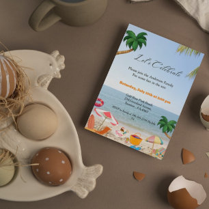 Beach party invitation,summer family beach party invitation