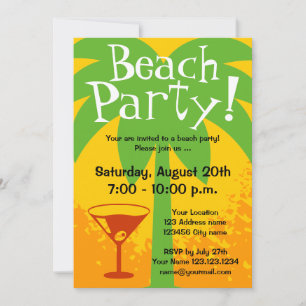 Beach party invitations custom invites