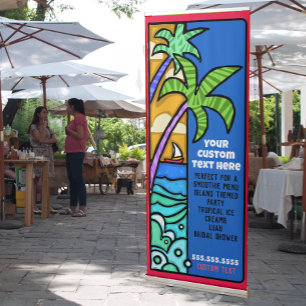 Beach Party Island Wedding Palm Tree Caribbean Retractable Banner