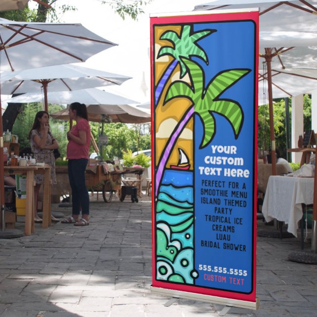 Beach Party Island Wedding Palm Tree Caribbean Retractable Banner (Creator Uploaded)