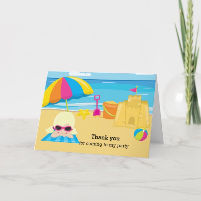 Beach party letterpress thank you card (Front)