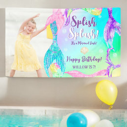 Beach party mermaid tails Kids birthday photo Banner