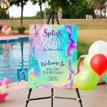 Beach party mermaid tails Kids birthday welcome Foam Board<br><div class="desc">Dive into the fun with our 'Splish, Splash! It's a Mermaid Bash!' Kids Birthday Party Welcome Sign! Having fun at a pool or beach party celebrating any child's age. With hand-painted watercolor mermaid tails in vibrant shades of pink, purple, holographic, rainbow, blue, and green, against a stunning rainbow ombre gradient...</div>