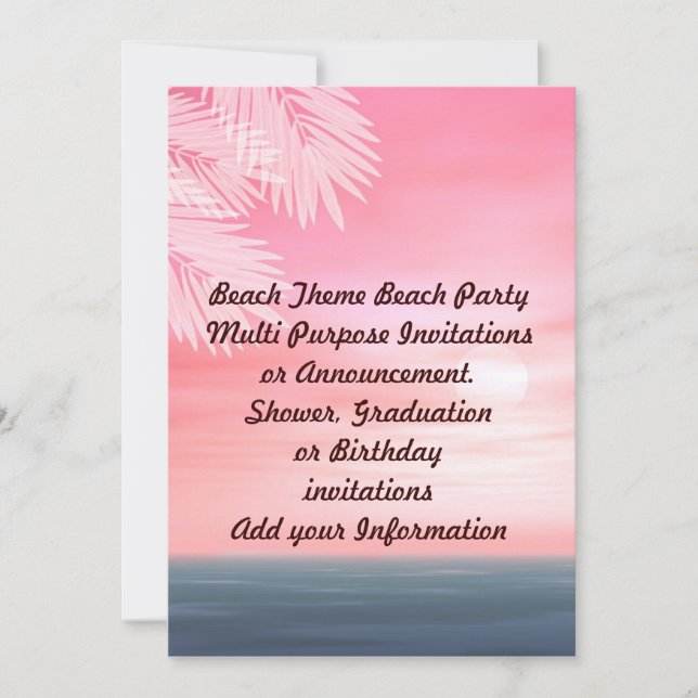 Beach Party Multi purpose Invitation Announcement (Front)