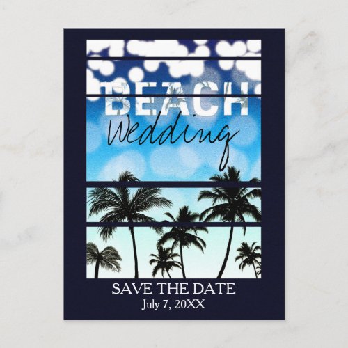 Beach Party Palm Trees Tropical Blue Announcement Postcard