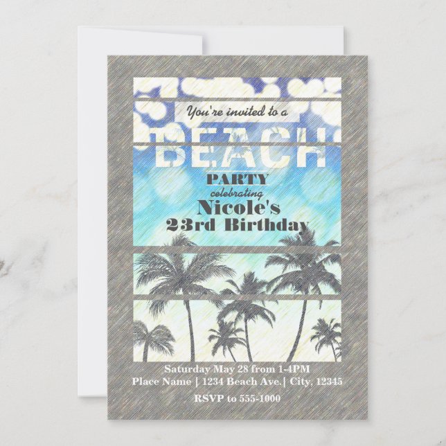 Beach Party Palm Trees Tropical Summer Invitation (Front)