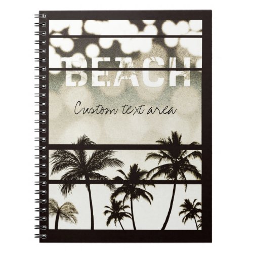Beach Party Palm Trees Tropical White Hot Night Notebook