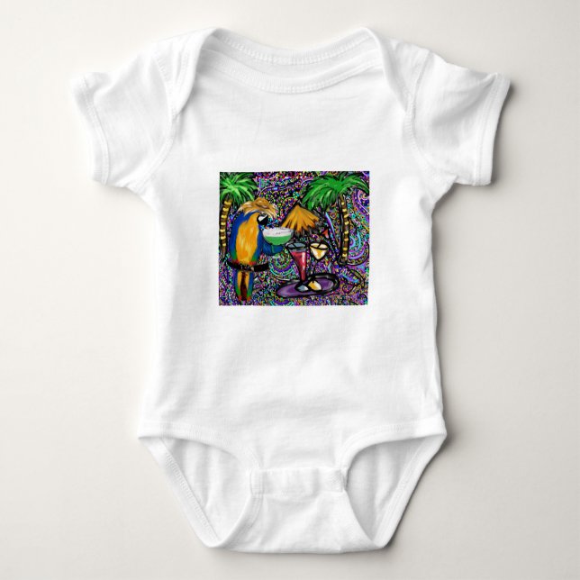 Beach Party Parrot Baby Bodysuit (Front)
